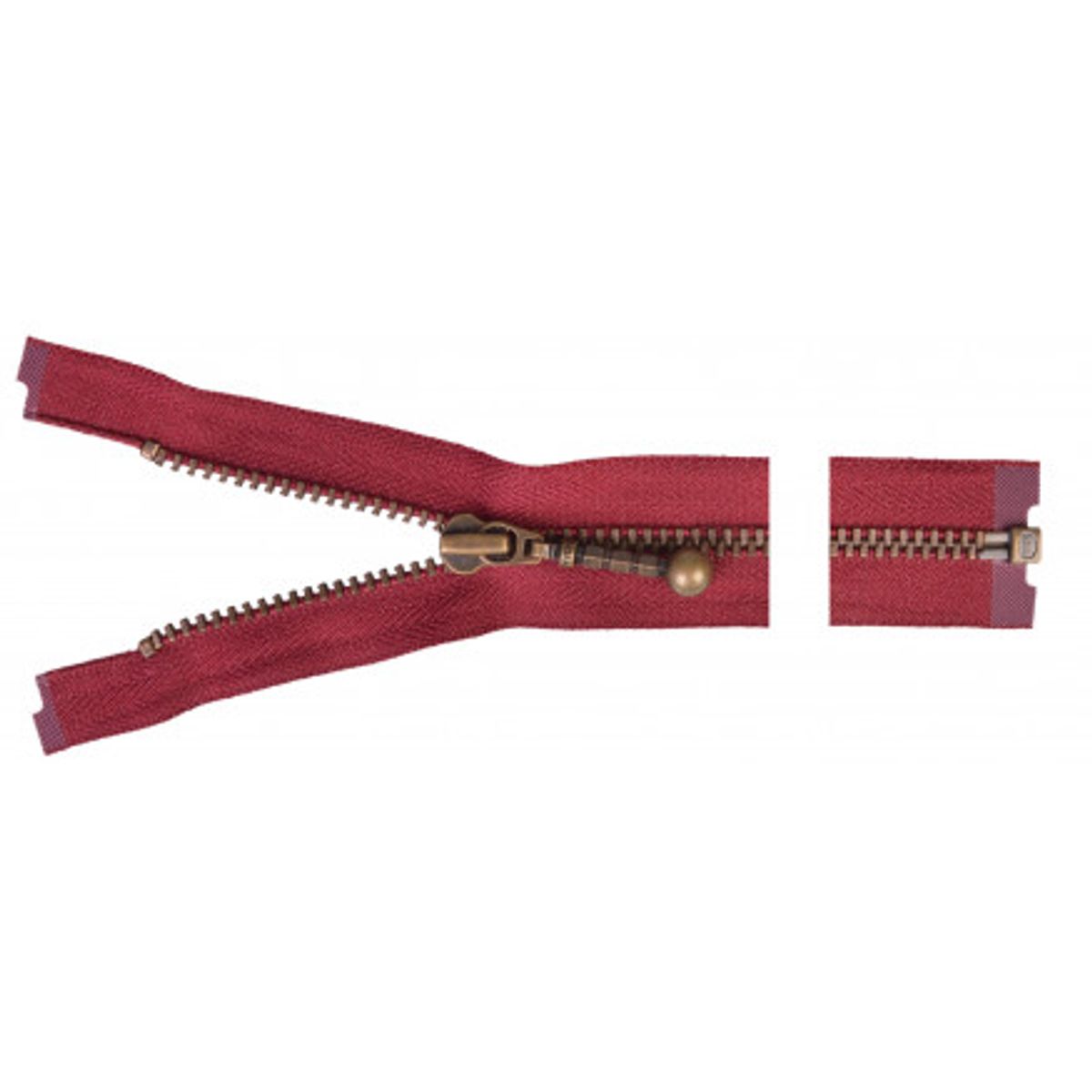 YKK Delbar Lynlås Antik Messing 75cm 4mm Bordeaux