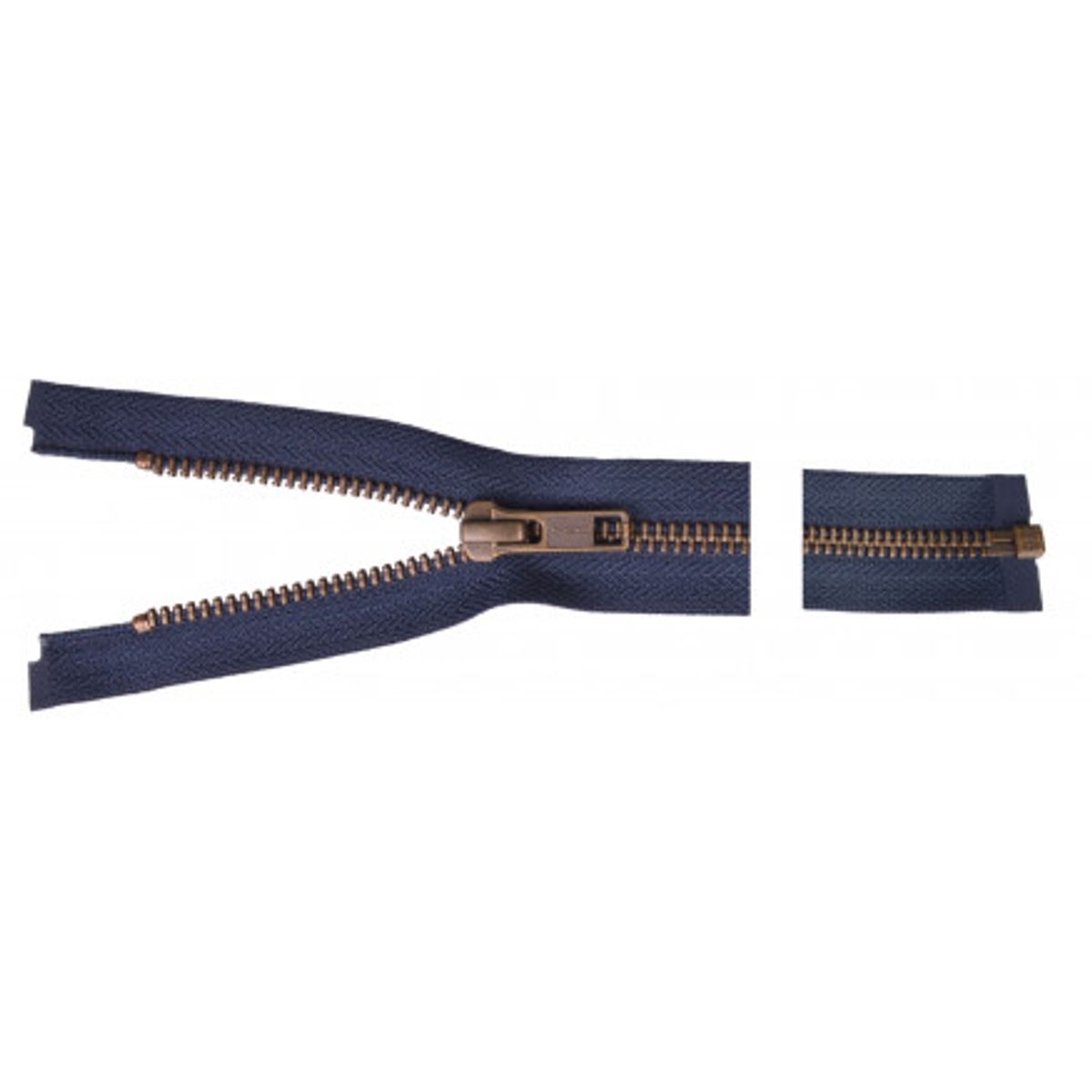 YKK Delbar Lynlås Antik Messing 55cm 6mm Marine