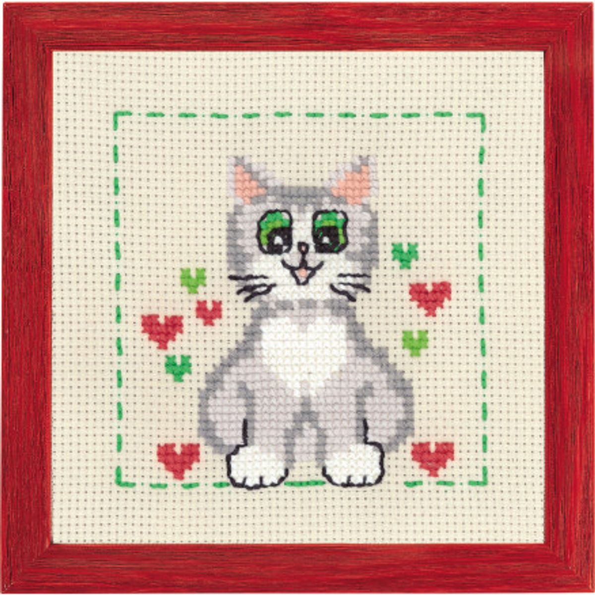 Permin Broderikit Aida til børn Kat 19x19cm