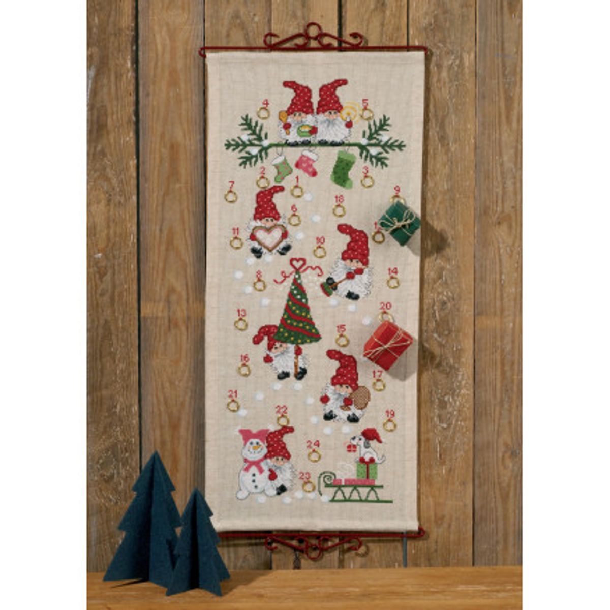 Permin Broderikit Aida Julekalender Julesjov 32x71cm