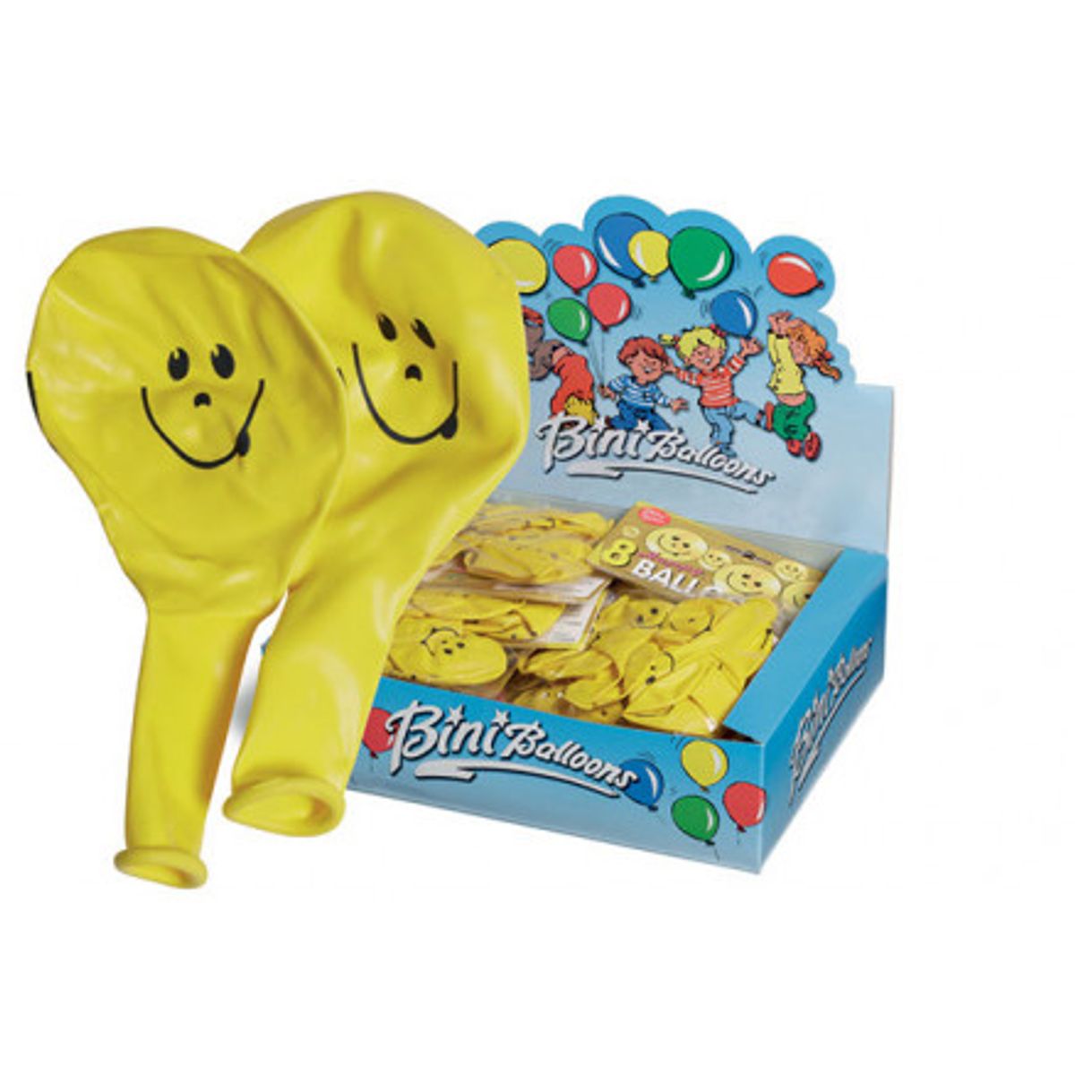 Bini Balloons Balloner Smiley Gul Ø26cm - 8 stk