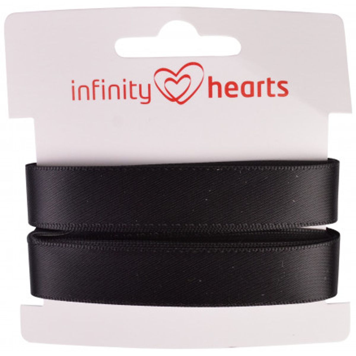 Infinity Hearts Satinbånd Dobbeltsidet 15mm 030 Sort - 5m