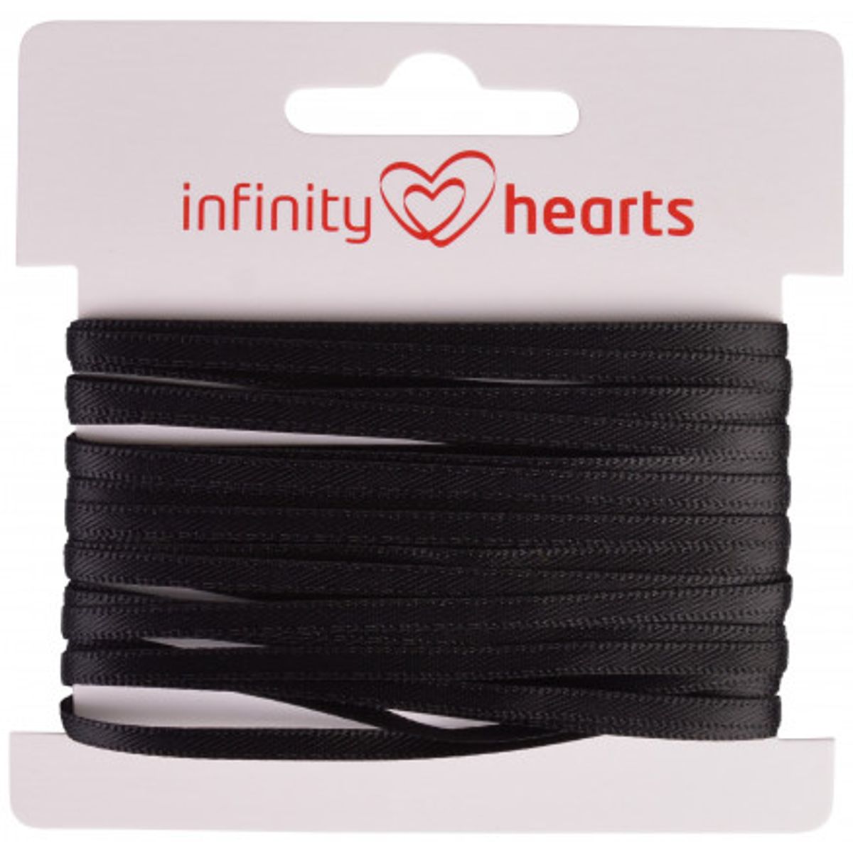 Infinity Hearts Satinbånd Dobbeltsidet 3mm 030 Sort - 5m