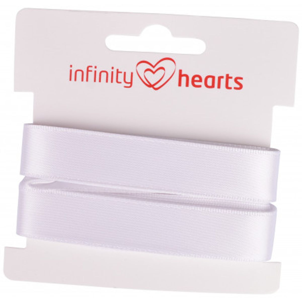 Infinity Hearts Satinbånd Dobbeltsidet 15mm 029 Hvid - 5m