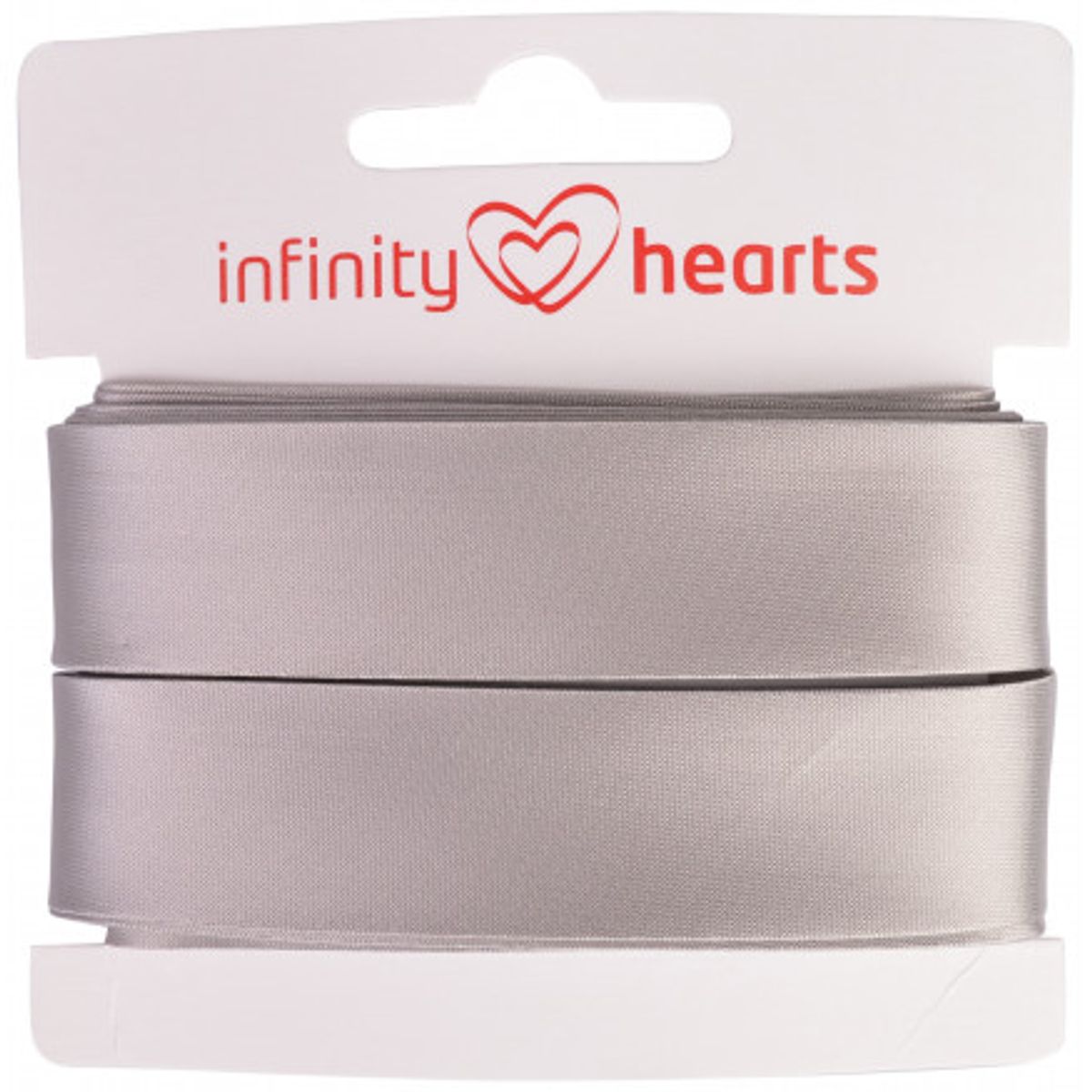 Infinity Hearts Satinbånd Dobbeltsidet 15mm 017 Grå - 5m