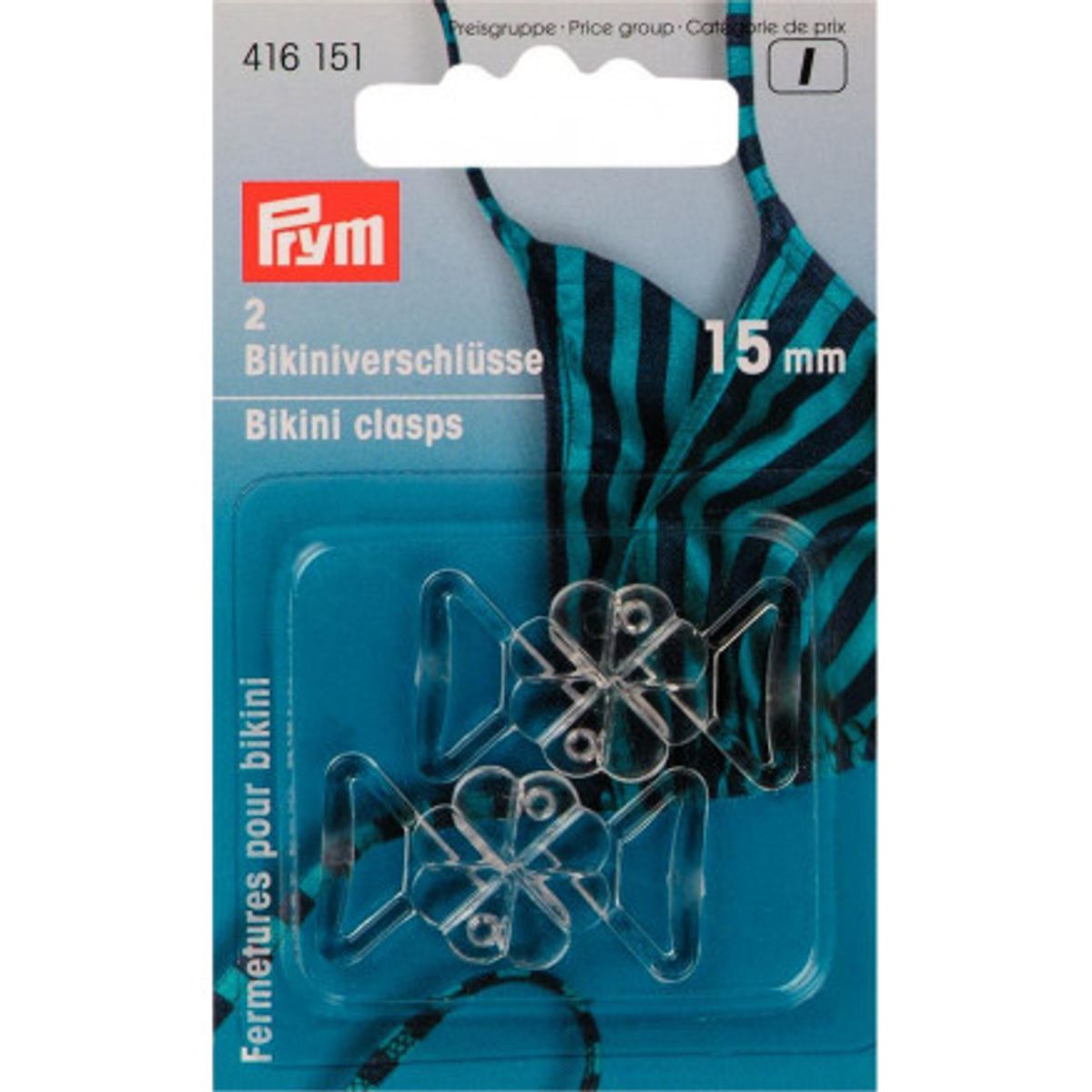 Prym Bikini hægter/Bikini lukninger Plastik Transparent 15mm - 2 sæt