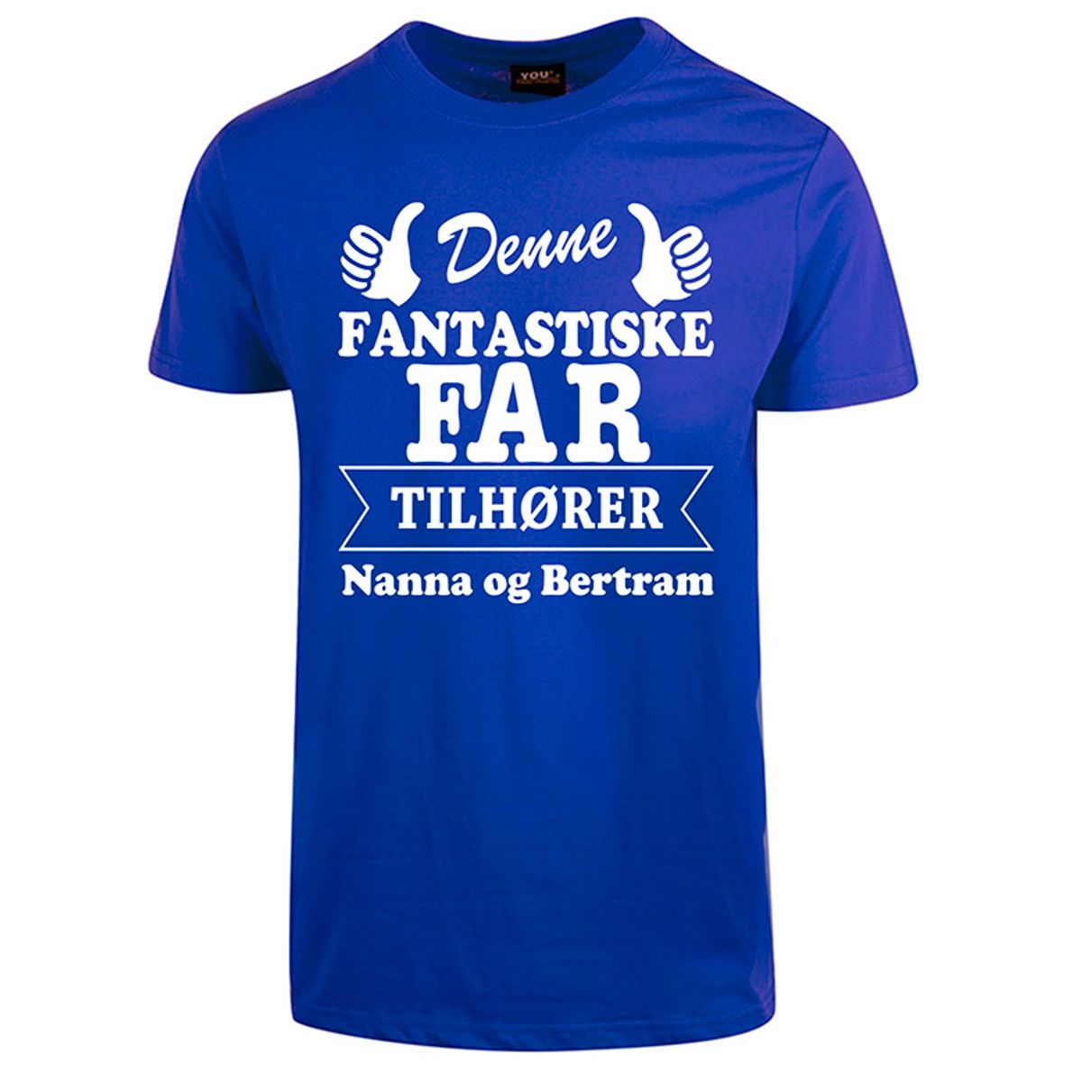 Far tilhører t-shirt med børnenes navne - Koboltblå