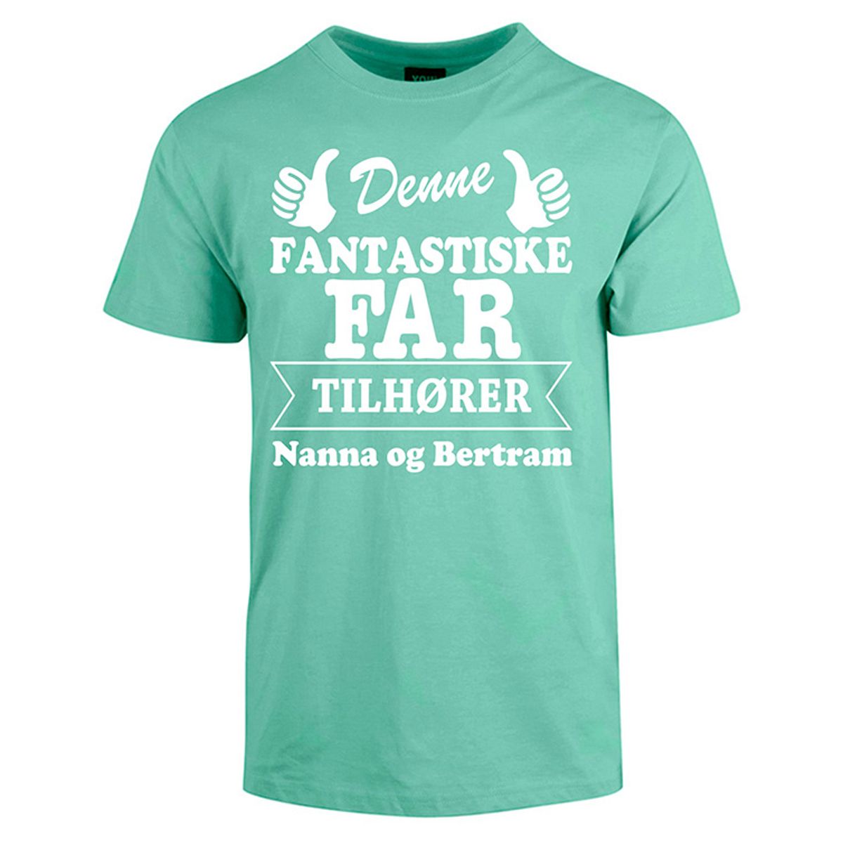 Far tilhører t-shirt med børnenes navne - Mintgrøn