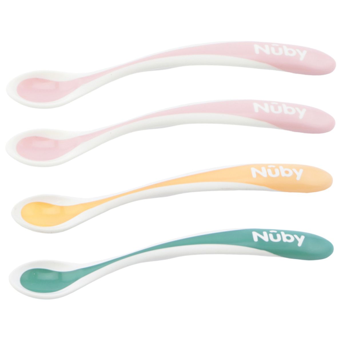 Nuby skeer til baby 4 stk. Heat Sensitive - Rosa, gul, mint