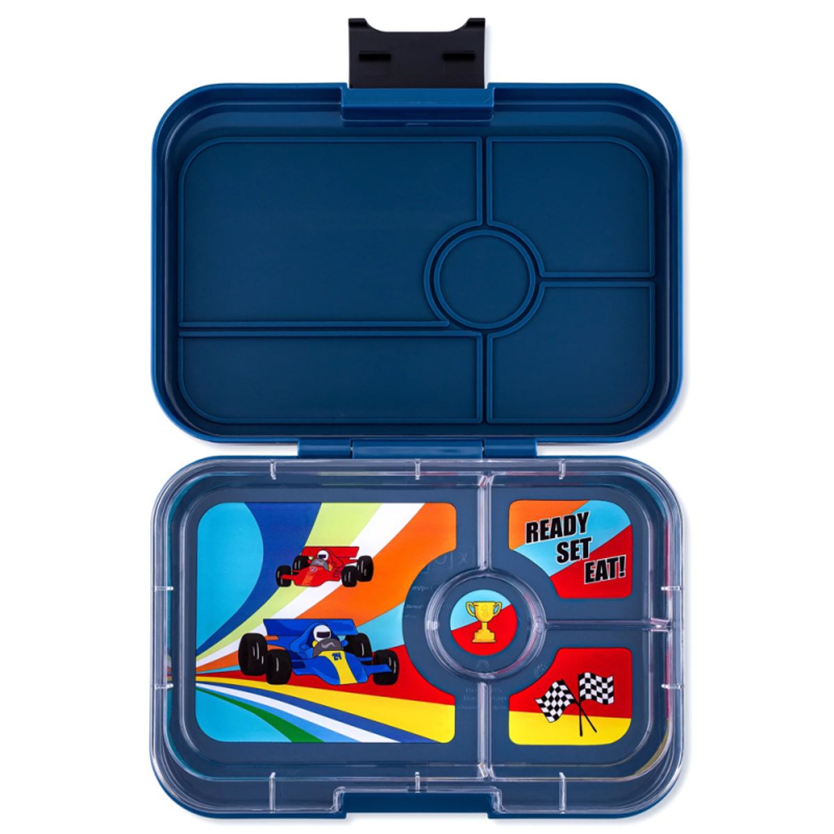 Yumbox Madkasse med 4 rum - Monte Carlo Blue Race Cars XL