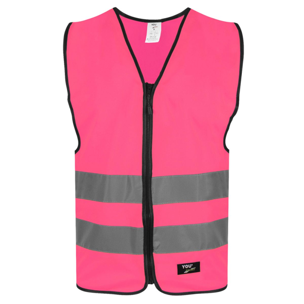 Refleksvest med lynlås til voksne - Pink