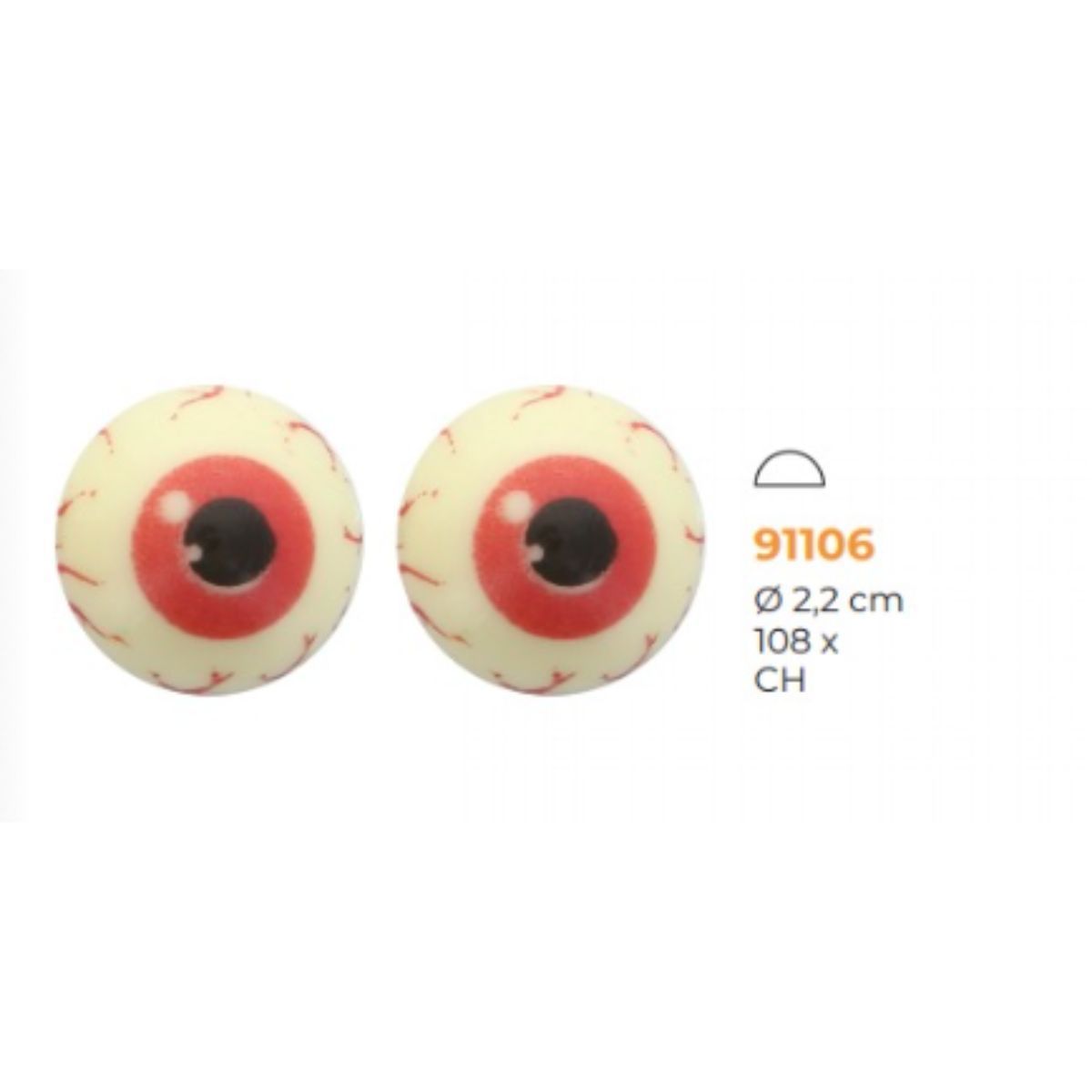 FunCakes - Chokoladedekorationer Halloween "Half Eyeball ", 25 stk.