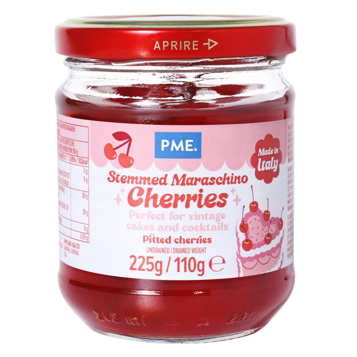 PME - Maraschino-kirsebær med rød stilk, 225g