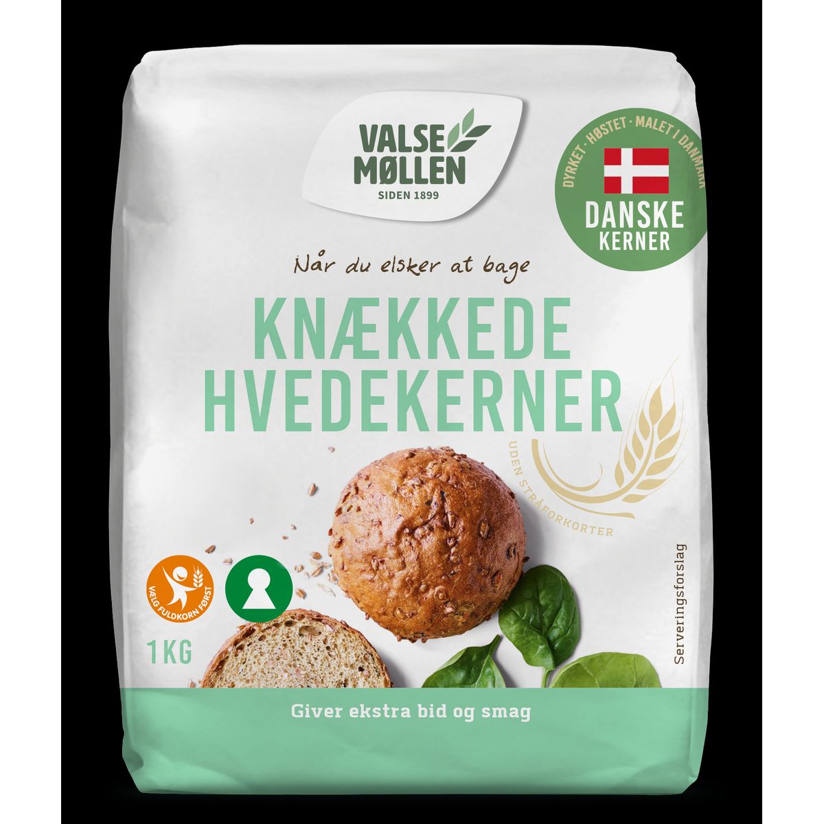 Knækkede hvedekerner 1 kg - Valsemøllen