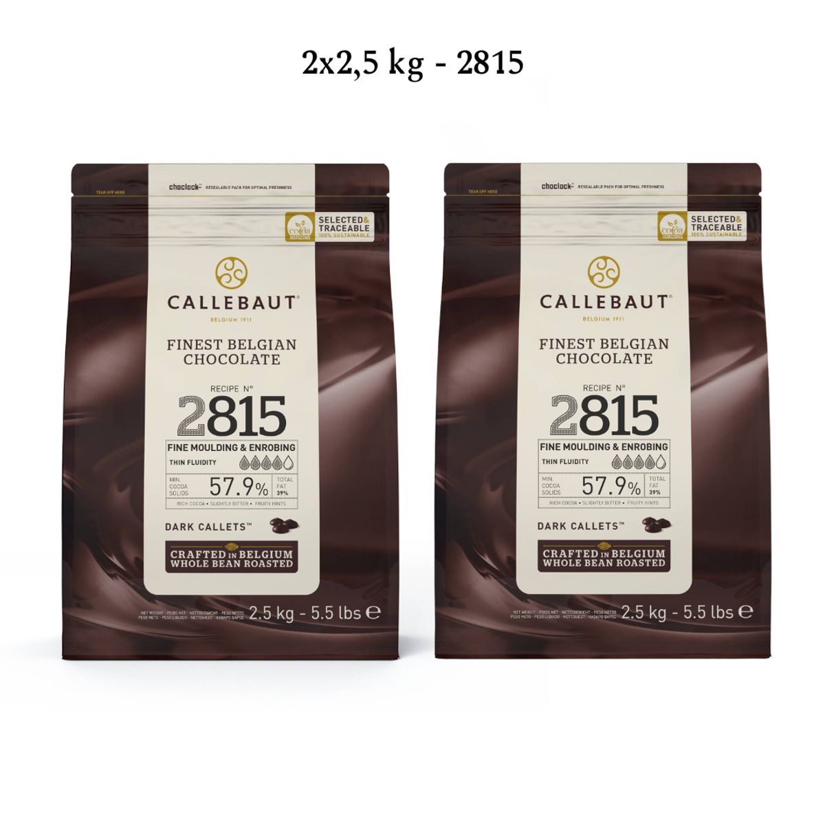 Callebaut Chokolade Callets pakke 2x2,5 kg - mørk 2815