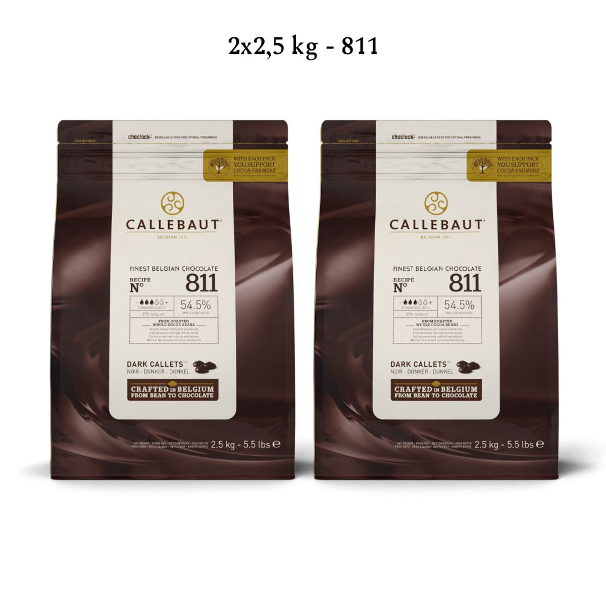 Callebaut Chokolade Callets pakke 2x2,5 kg - mørk 811