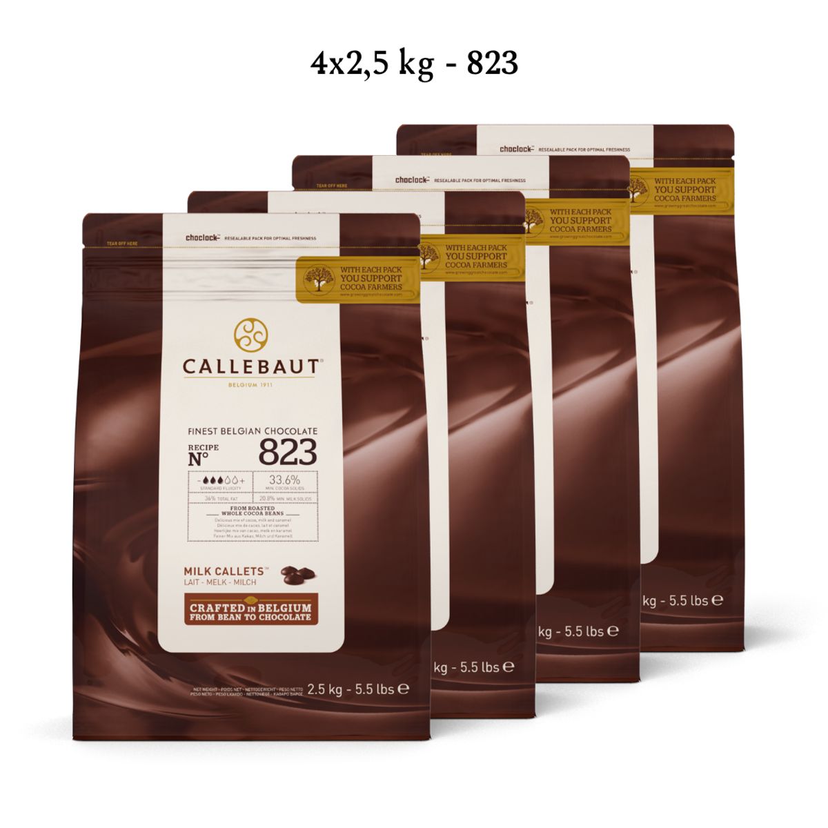 Callebaut Chokolade Callets pakke 4x2,5 kg - lys 823