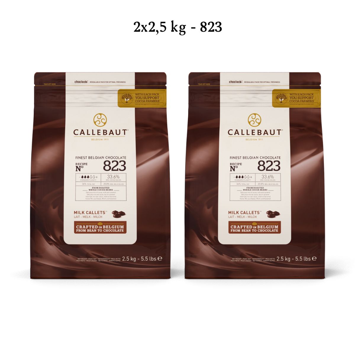 Callebaut Chokolade Callets 2x2,5 kg - lys 823