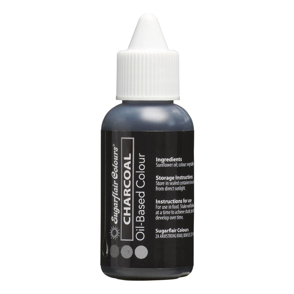 Sugarflair Oil Based Colour - Charcoal 30 ml