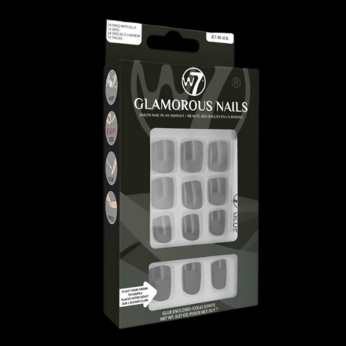 W7 Glamorous Nails Jet Black - 24 stk