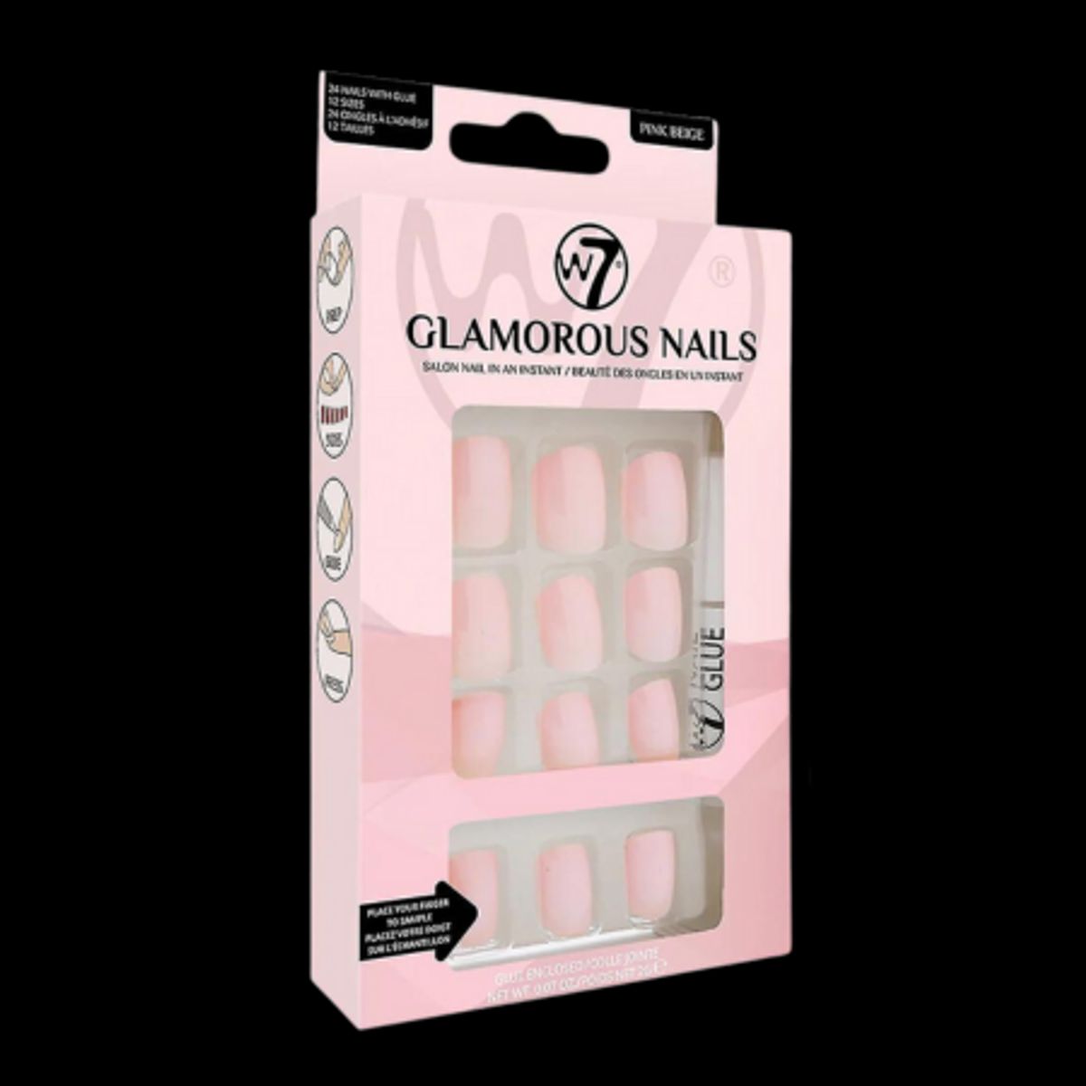 W7 Glamorous Nails Pink Beige - 24 stk