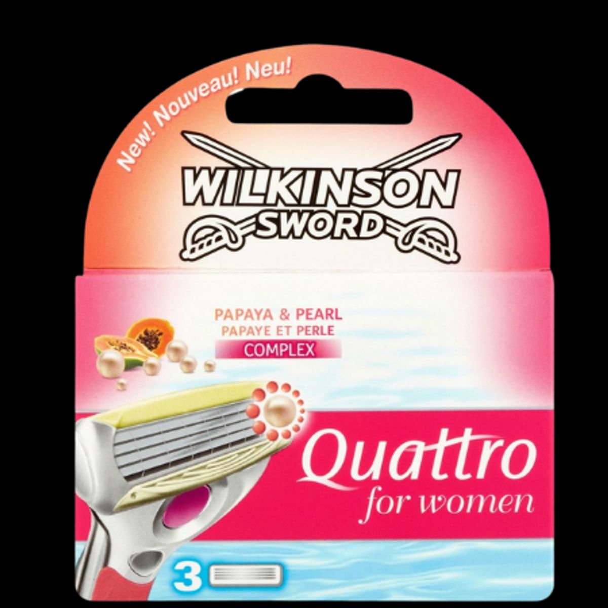 Wilkinson Sword Quattro Women Papaya & Fersken Barberblade - 3 stk