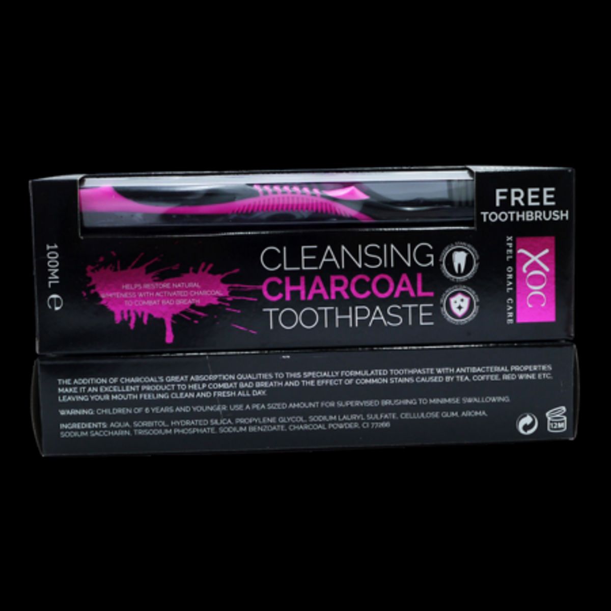 XOC Charcoal Tandpasta & Tandbørste - 100ml