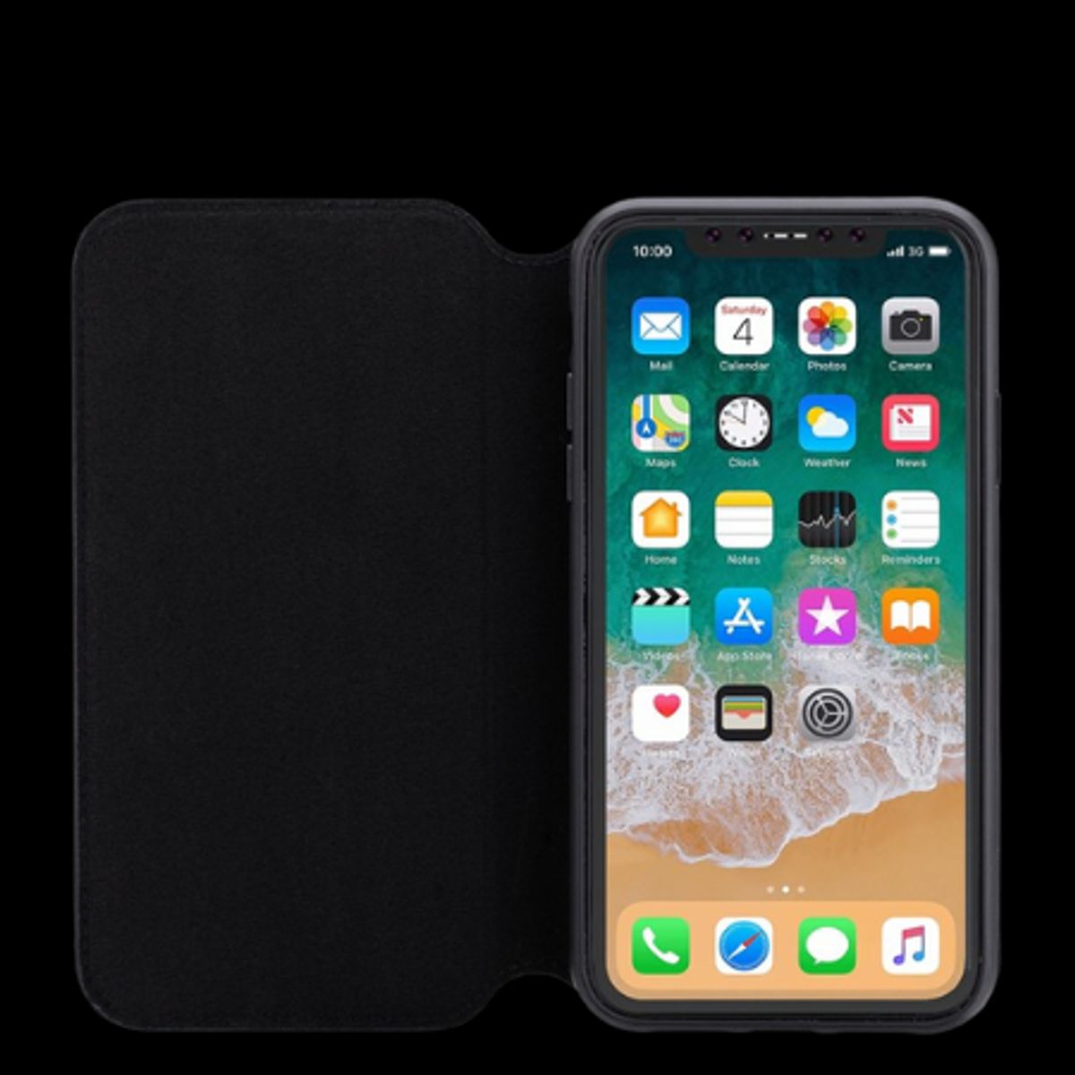 3sixT Slimfolio Flip Cover iPhone XS Max - Sort