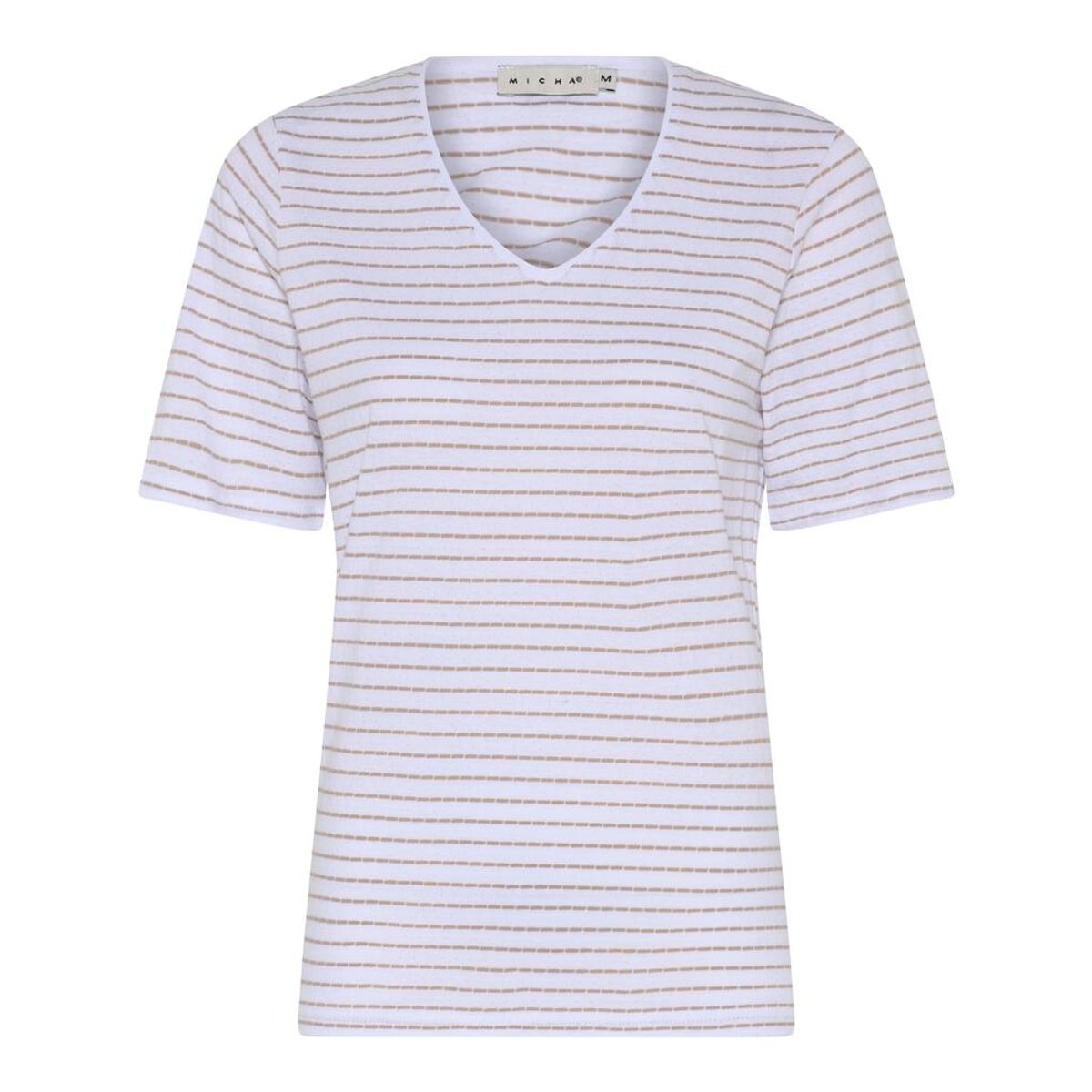 T-shirt - Petite Stripe - Hvid/Nougat - Micha