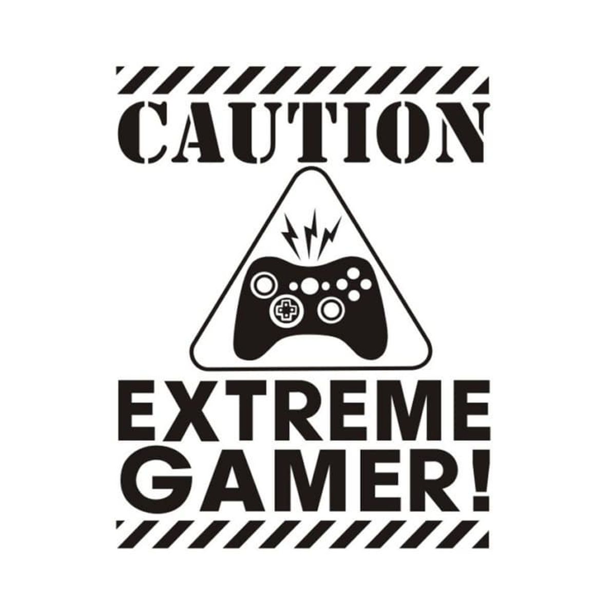 Stor sej Gamer wallsticker. Caution - Extreme Gamer! 73x57cm