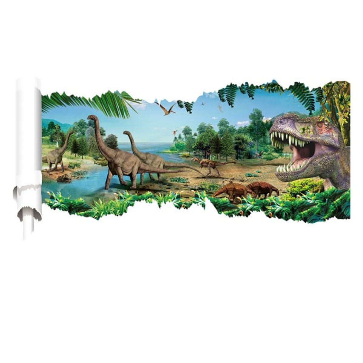 Dinosaurus wallsticker. Besøg af T-Rex? 90x50cm.