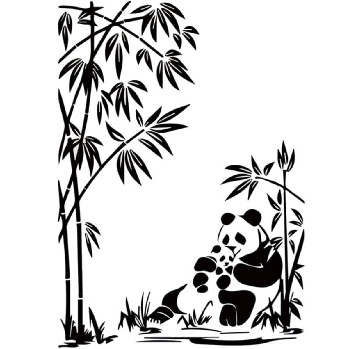 Sød Panda wallsticker. Mor med panda unge. 81x58cm