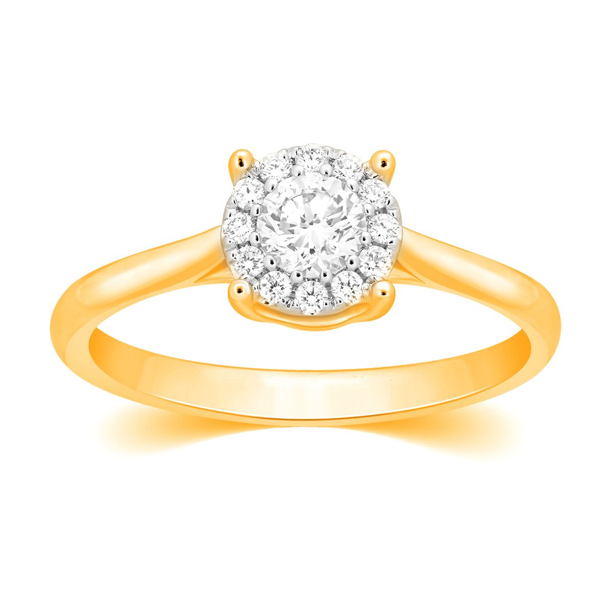 HALO Flower ring i 18 kt. guld- eller hvidguld, 0.34 ct - 54