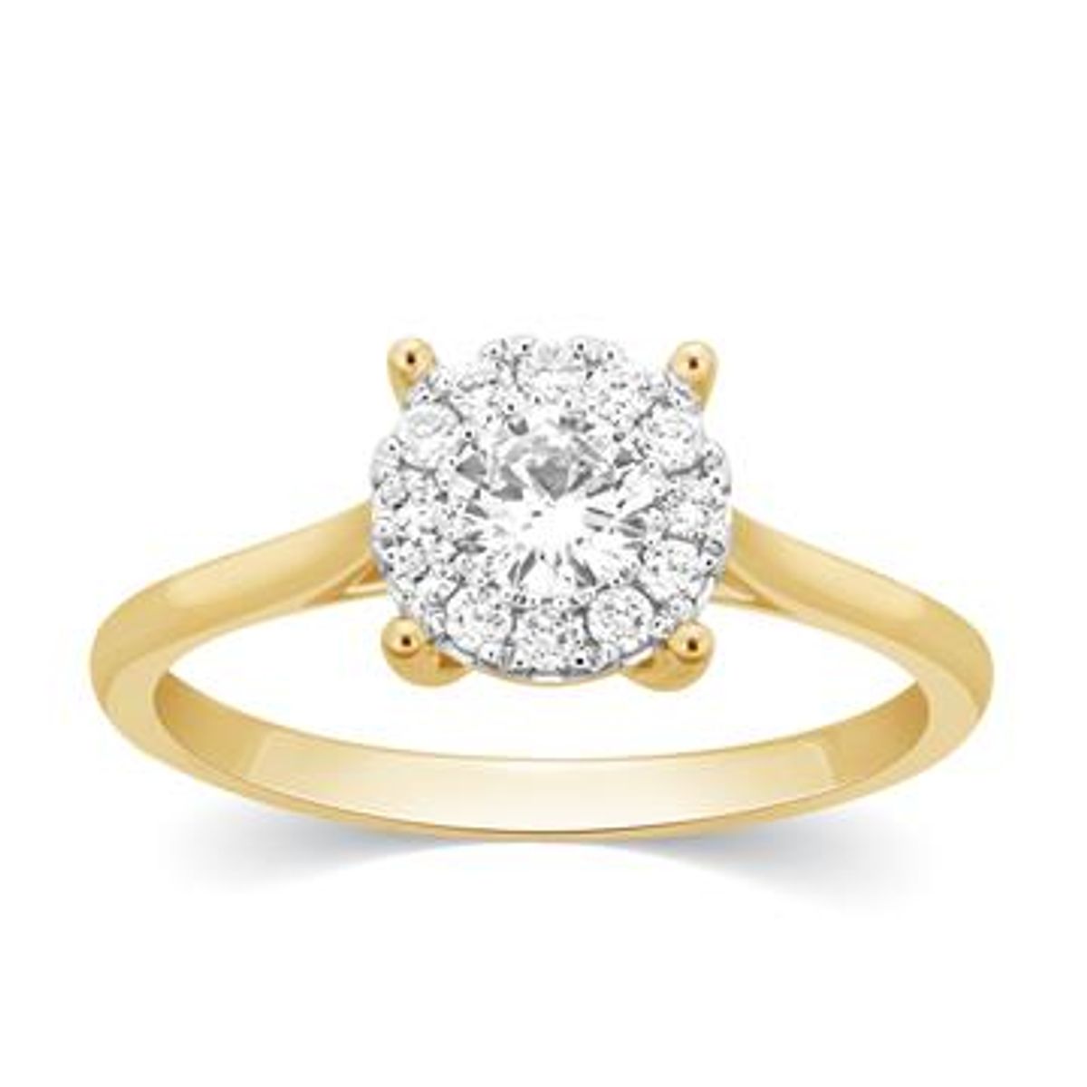 HALO Flower ring i 18 kt. guld- eller hvidguld, 0.48 ct - 52