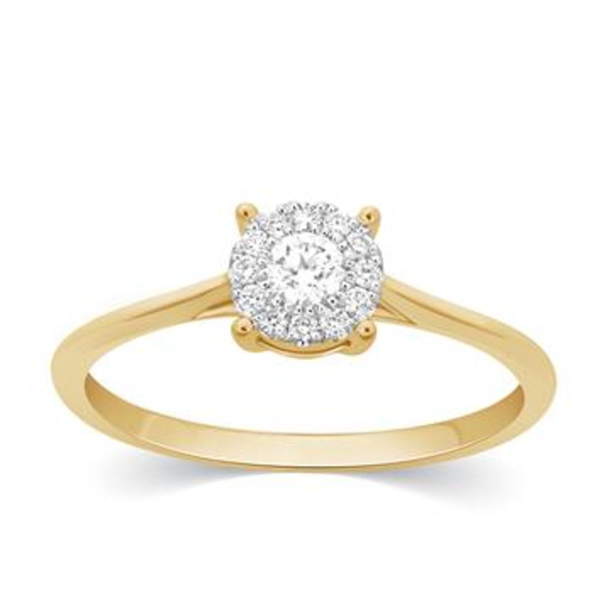 HALO Flower ring med 0.19 ct diamanter i 18 kt guld eller hvidguld - 54