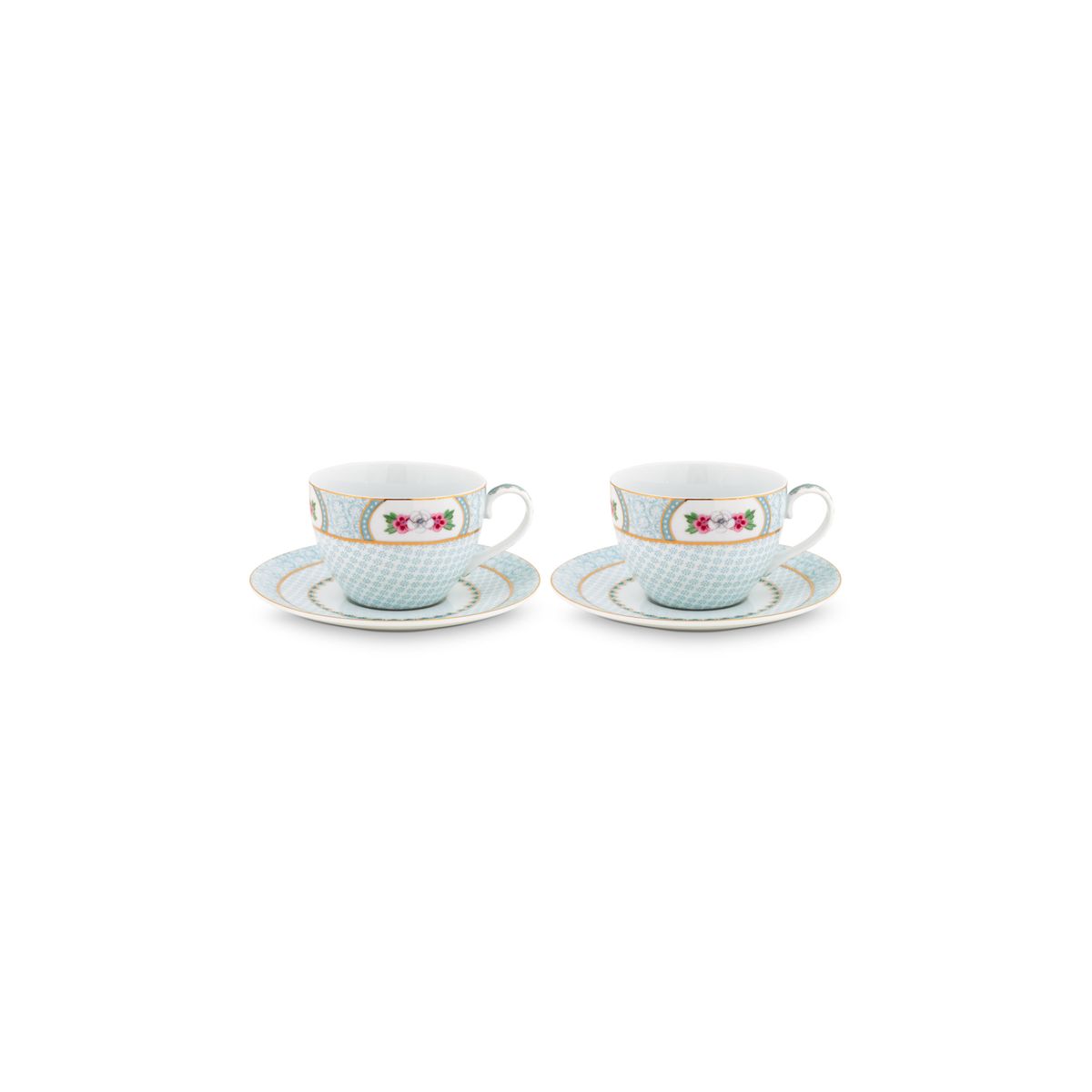 Set/2 Cups & Saucers Blushing Birds White 280ml