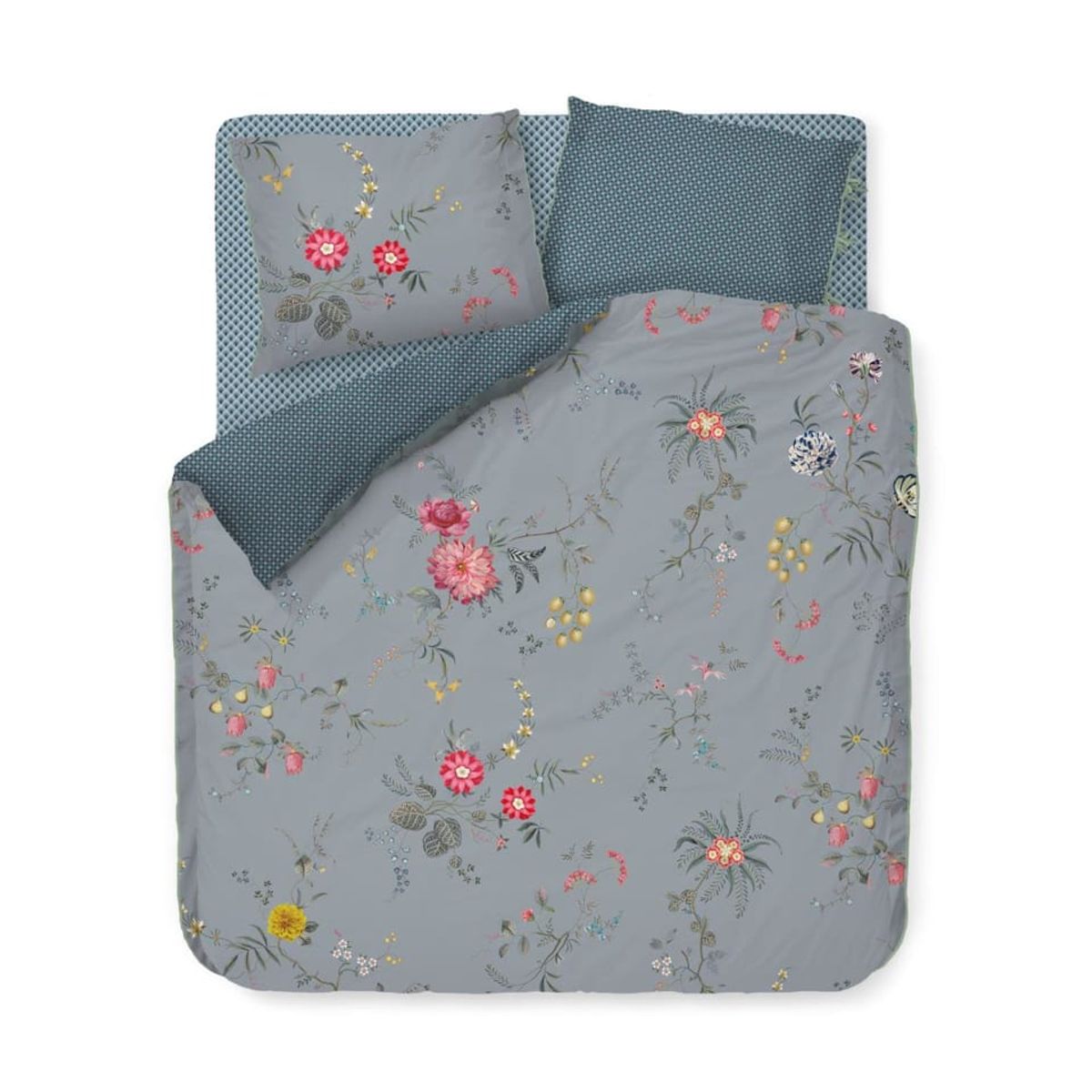 PIP Fleur Grandeur Blue til Dobbeltdyne 230x220+2/50x60 SVENSK STØRRELSE