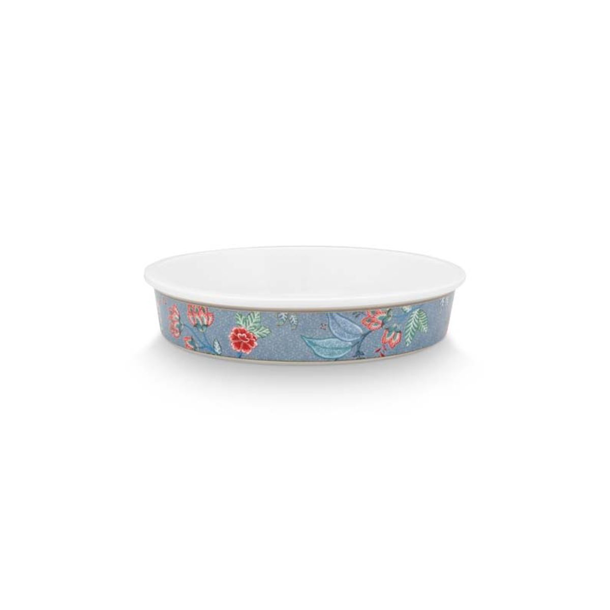 Baking Dish Round Flower Festival Blue 25.5x5cm