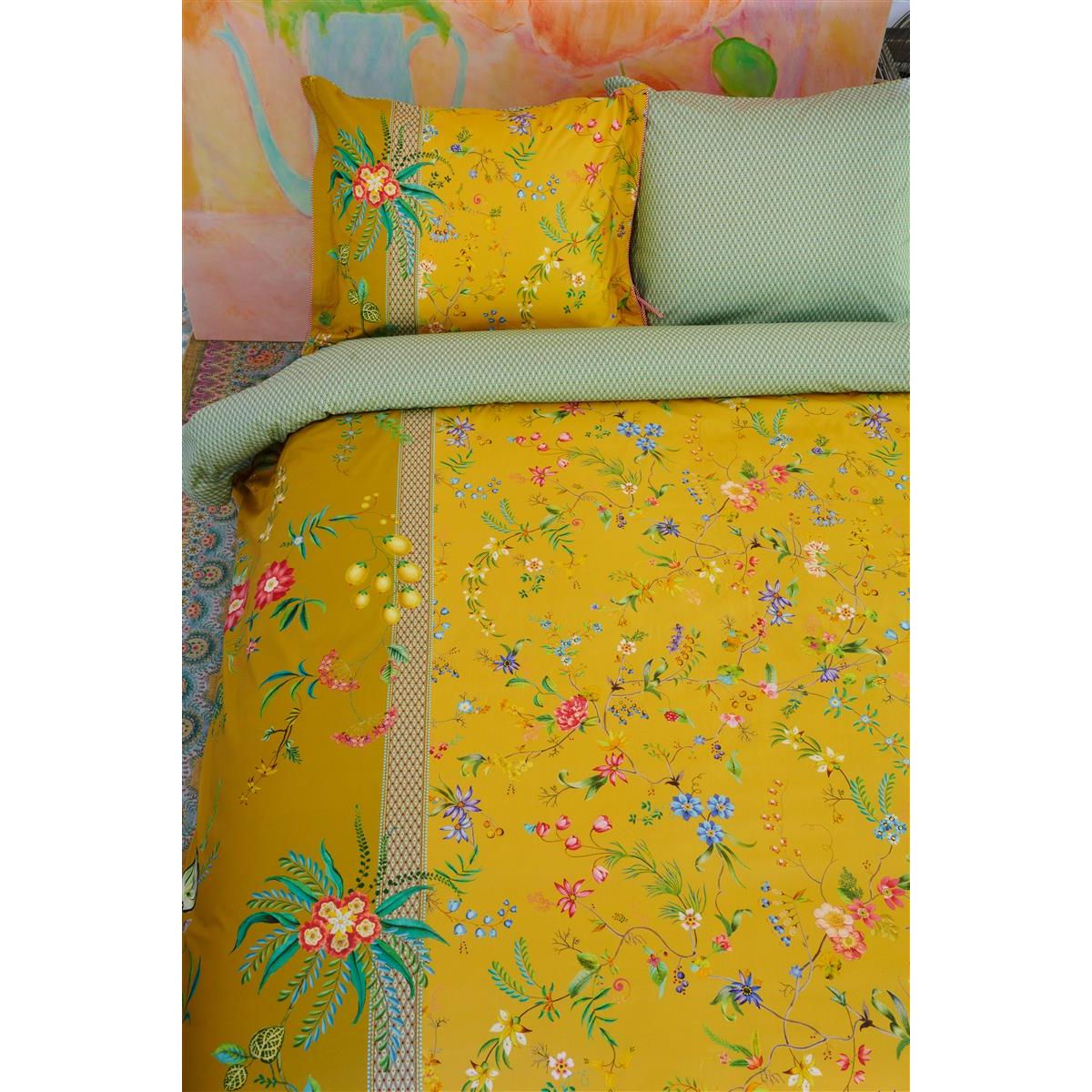 Pip Studio sengetøj duvet covers Petit Fleurs yellow -140 x 200 + 60 x 63