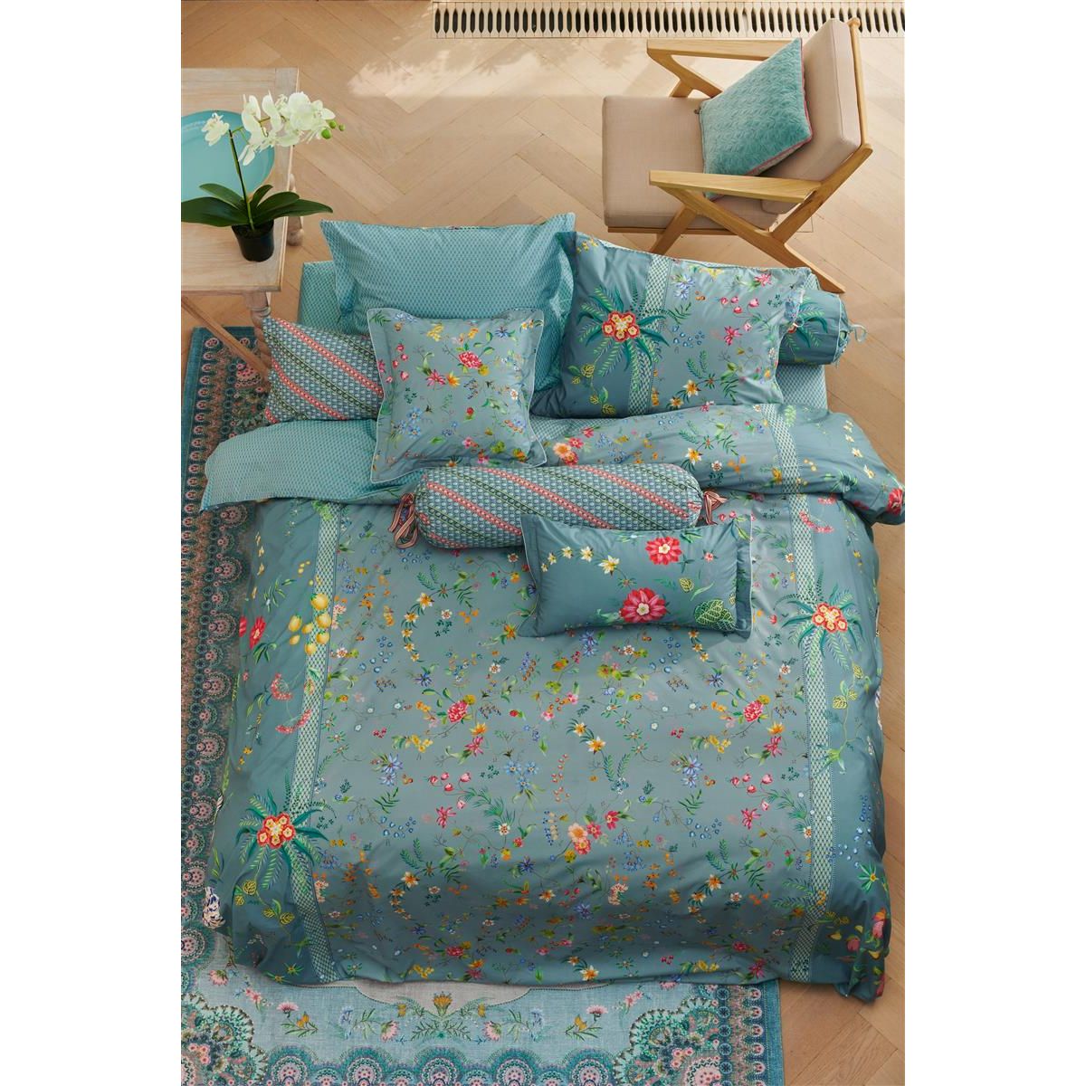 Pip Studio sengetøj til Dobbeltdyne Petit Fleurs Blue -200 x 220 + 2 stk. 60 x 63