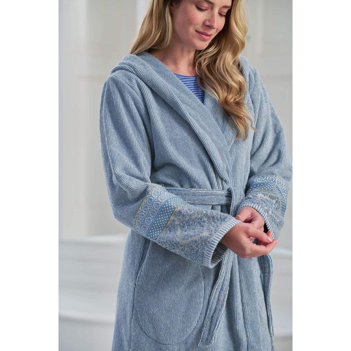 PIP Soft Zellige Bathrobe Blue Grey XS