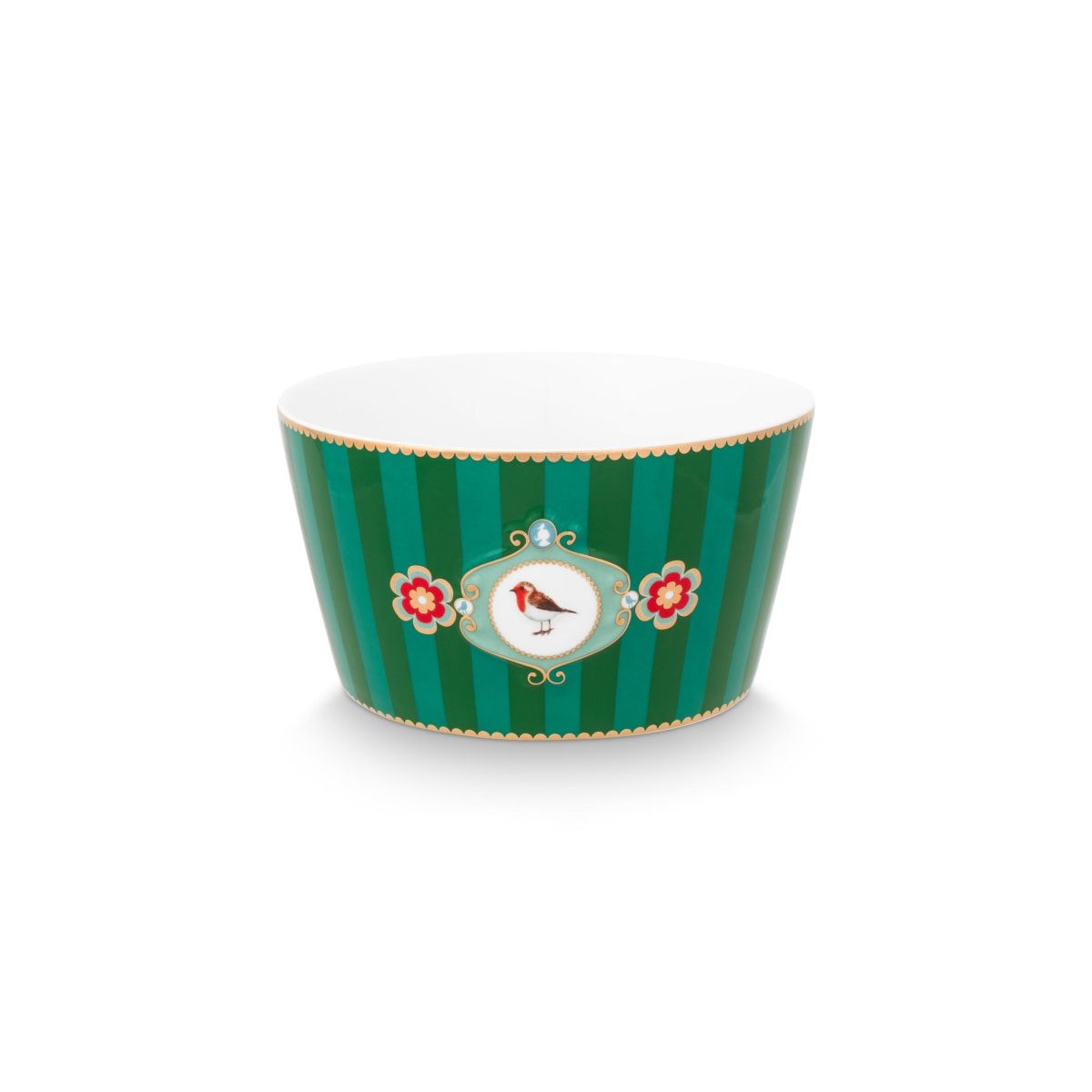 Bowl Love Birds Medallion Stripes Emerald-Green 15cm