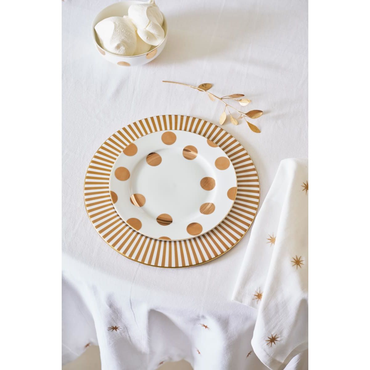 Plate Dot Delight White-Gold 23cm