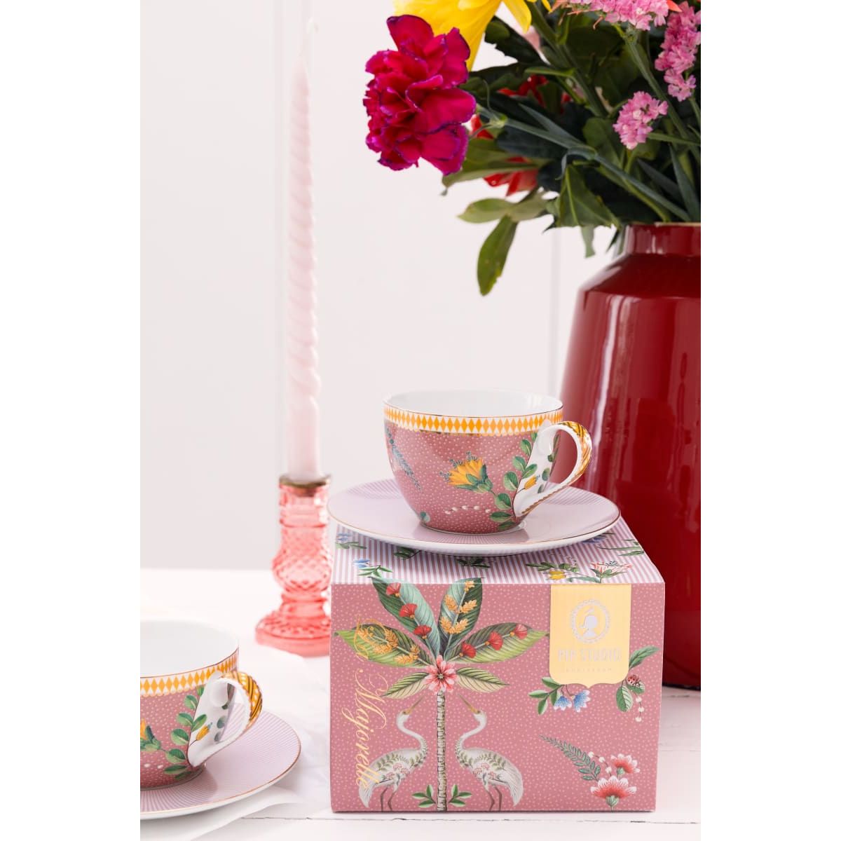 Set/2 Cups & Saucers La Majorelle Pink 280ml