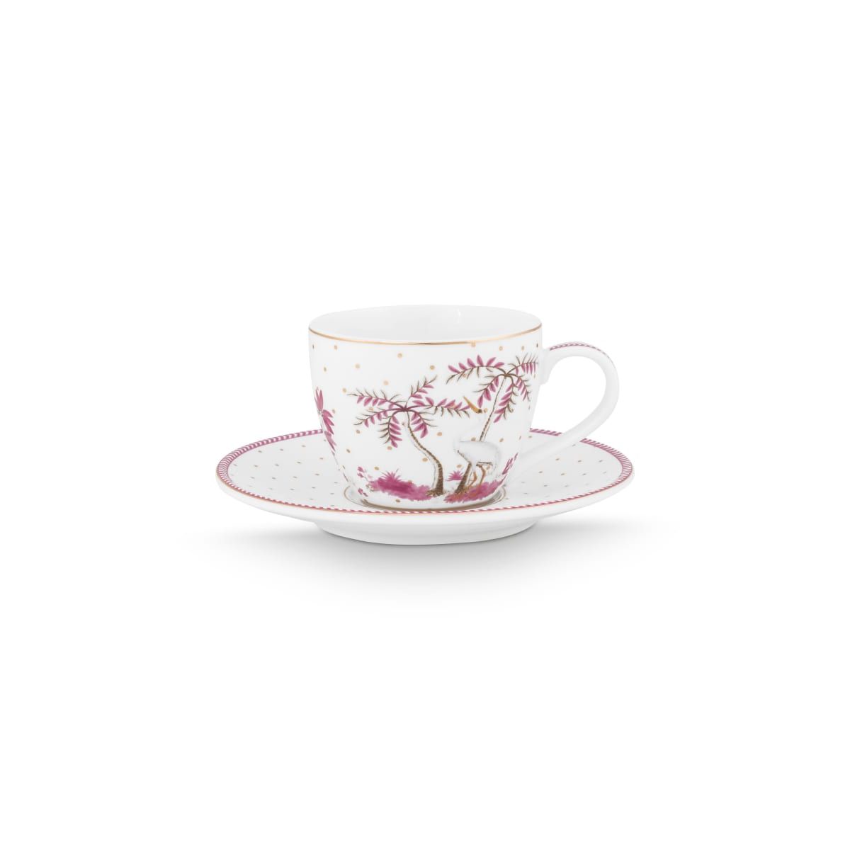 Pip Studio Espresso Cup & Saucer Jolie Dots Gold Pink 120ml