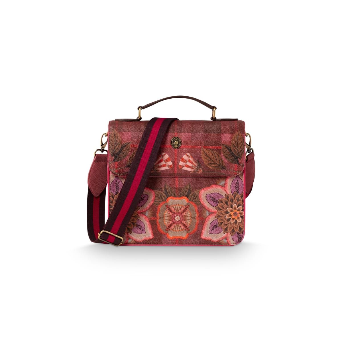 Frances Cross Body Flap Flores Felices Red 25x9x21.5cm