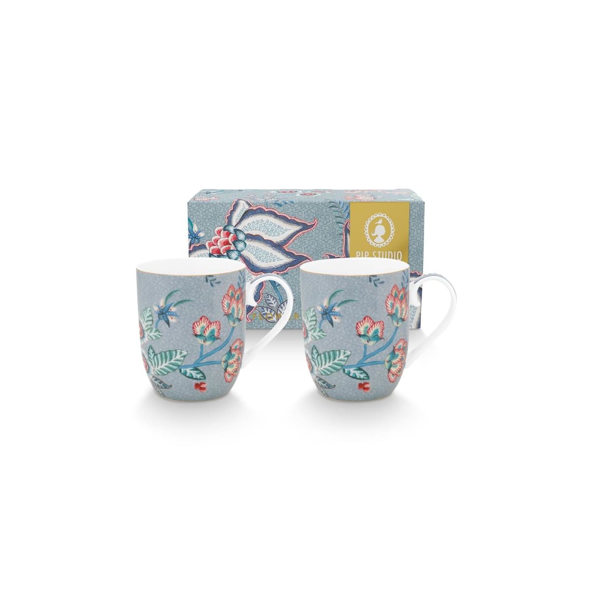 Set/2 Mugs Small Flower Festival Light Blue145ml