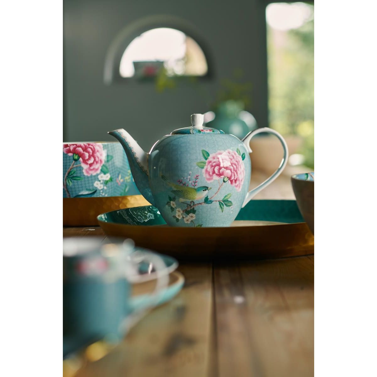 Tea Pot Large Blushing Birds Blue 1.6ltr