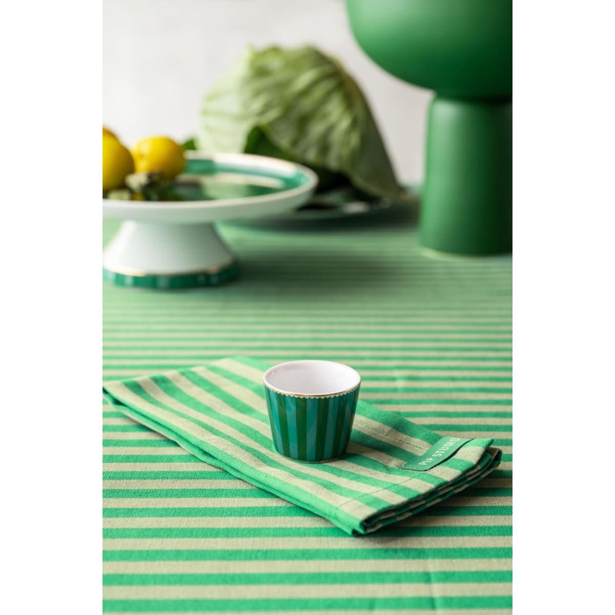 Egg Cup Love Birds Stripes Emerald-Green