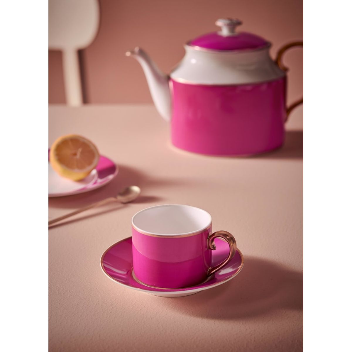 Cup & Saucer Pip Chique Gold-Pink 220ml